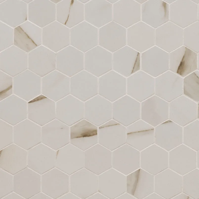 Pietra Calacatta 2x2 Hexagon Mosaic