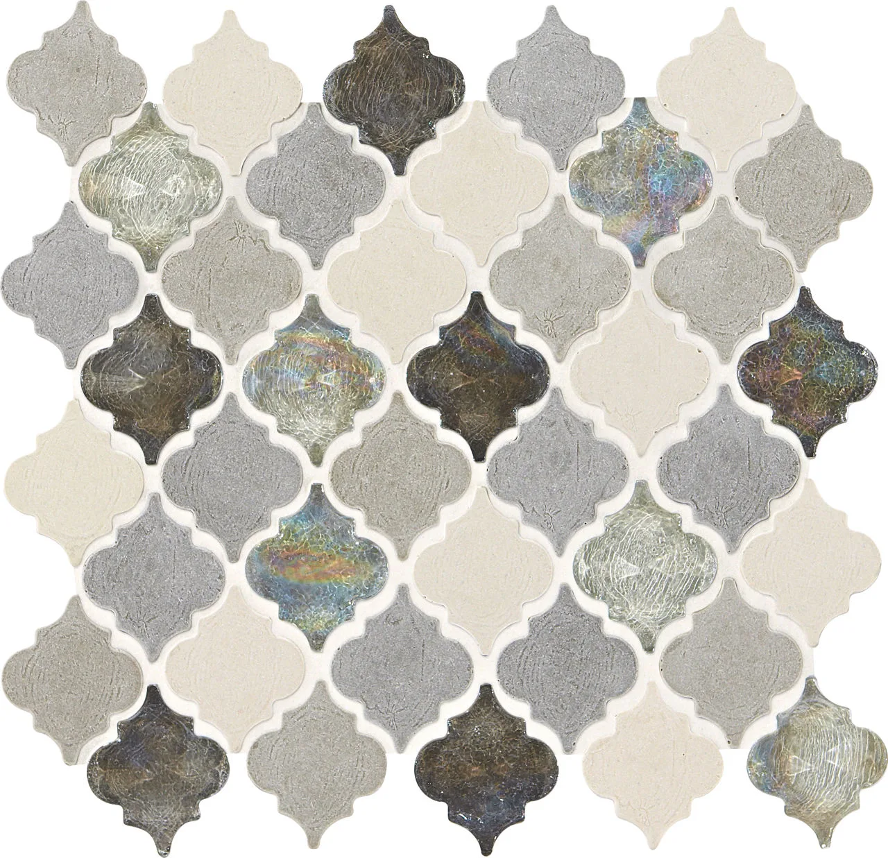 Daltile Decorative Accents Gris Et Blanc 2X2, Mix, Baroque Mosaic Tile