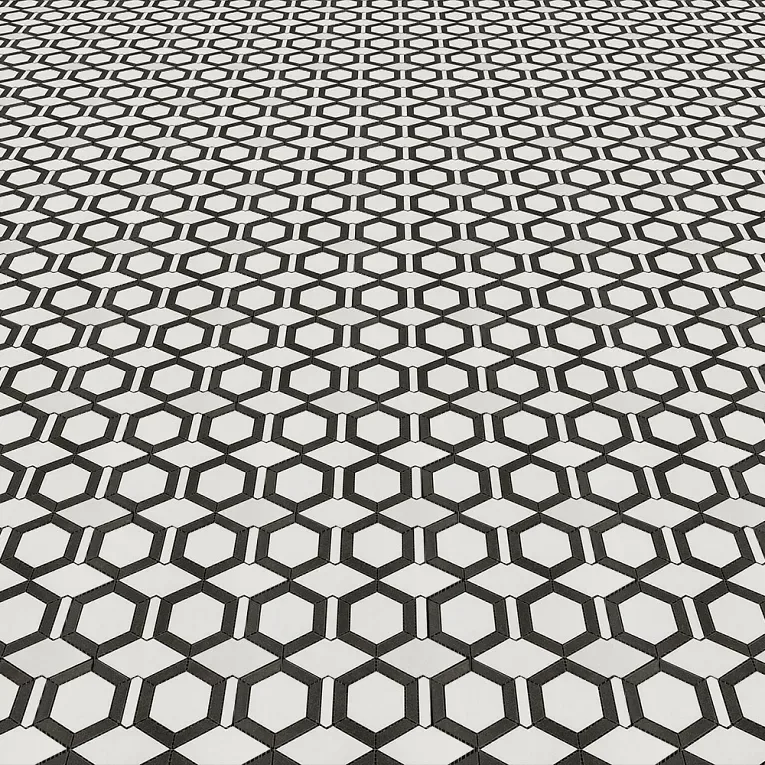 Geometric Thassos Carrara mosaic tile, polished marble, size 10-1/8x10, perfect for interior walls and floors