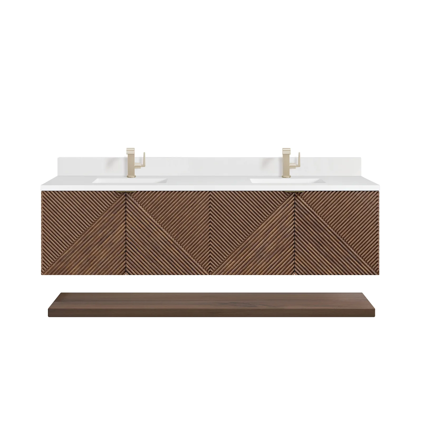 Marcello 72.0" Vanity in Chestnut finish, Acacia material, modern design