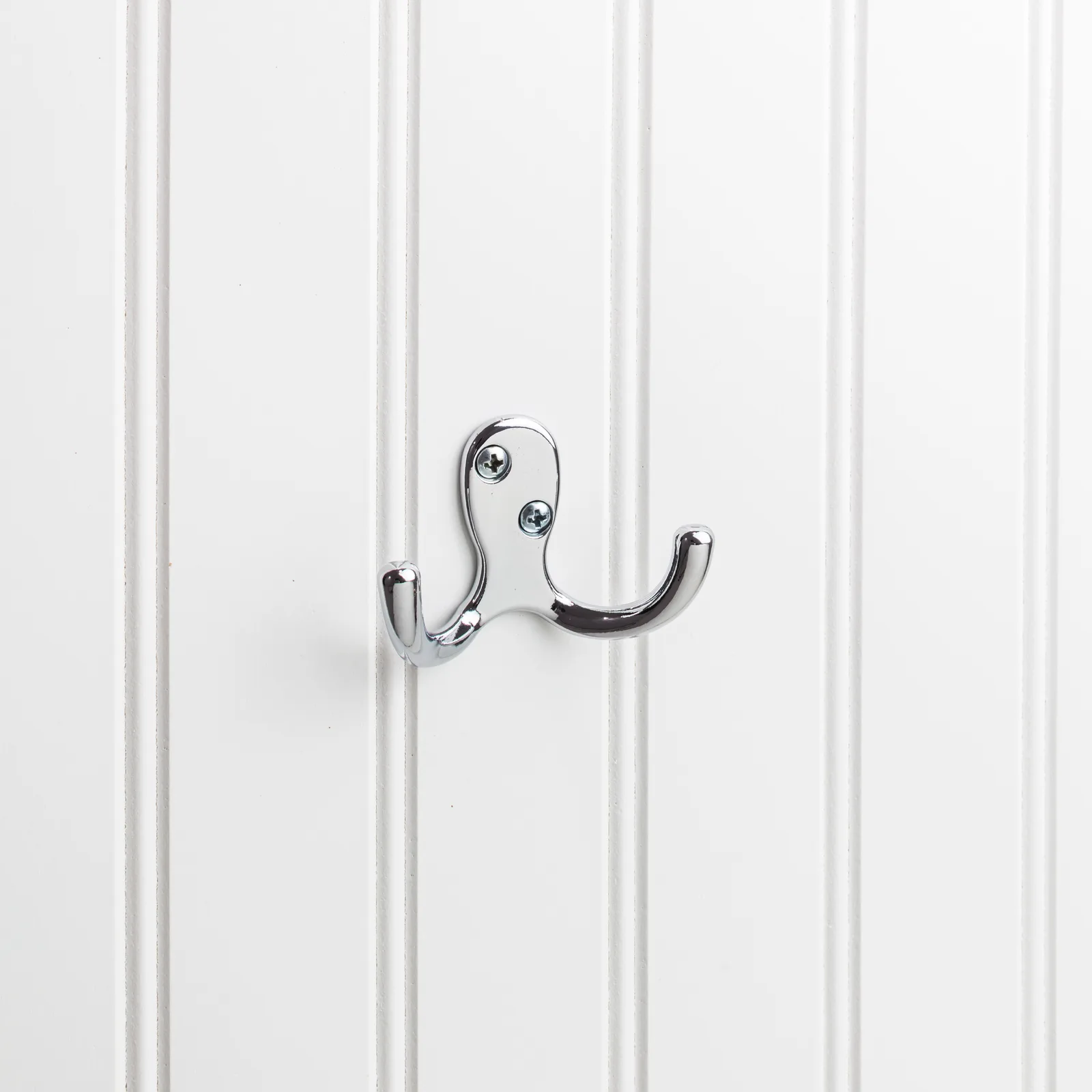 1-7/8" Double zinc wall mount hook. Finish: PC.