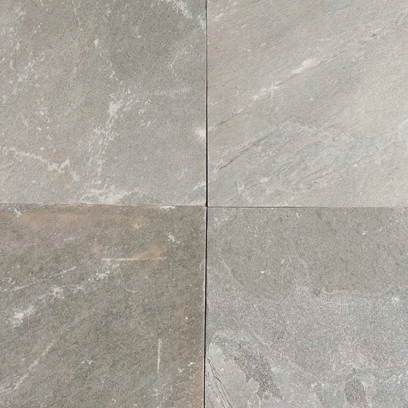 Golden White Natural Stone in light gray finish, available in multiple sizes including 12x24 and 16x16, made from quartzite