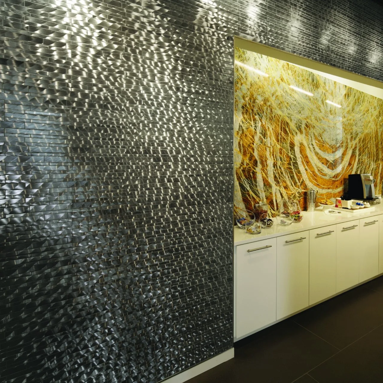 Daltile Structure Copper 1X1, Satin, Straight Joint Mosaic Tile
