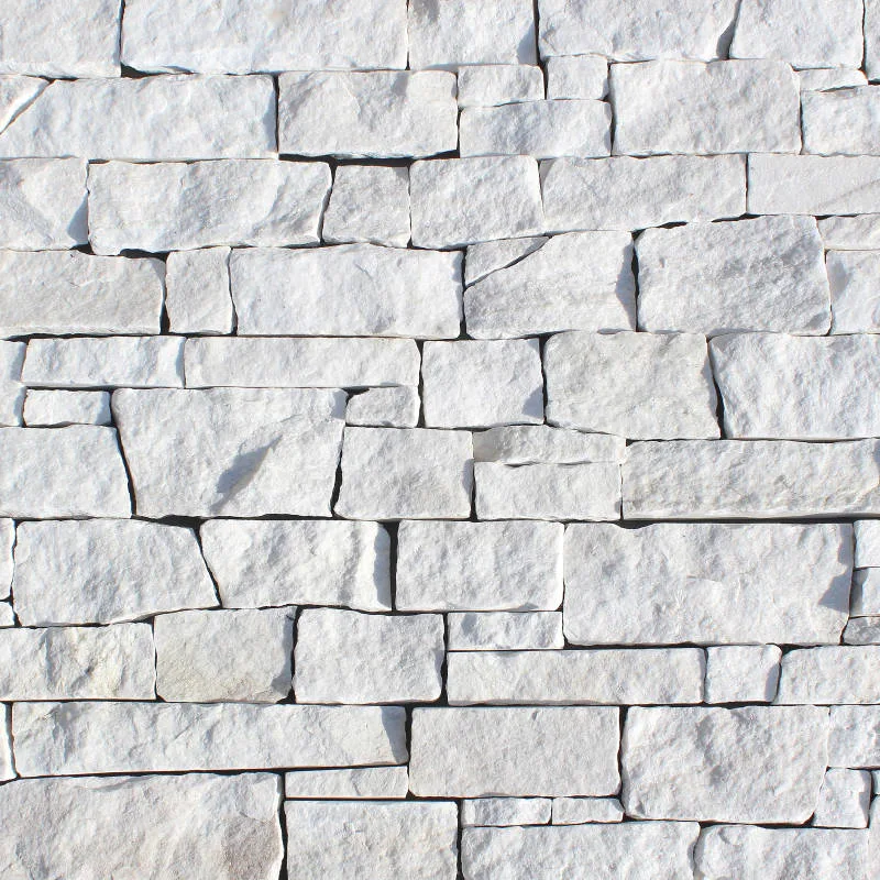 Glacier White stacked stone panel 8x22 and 8x20 in ledger material for walls and shower walls
