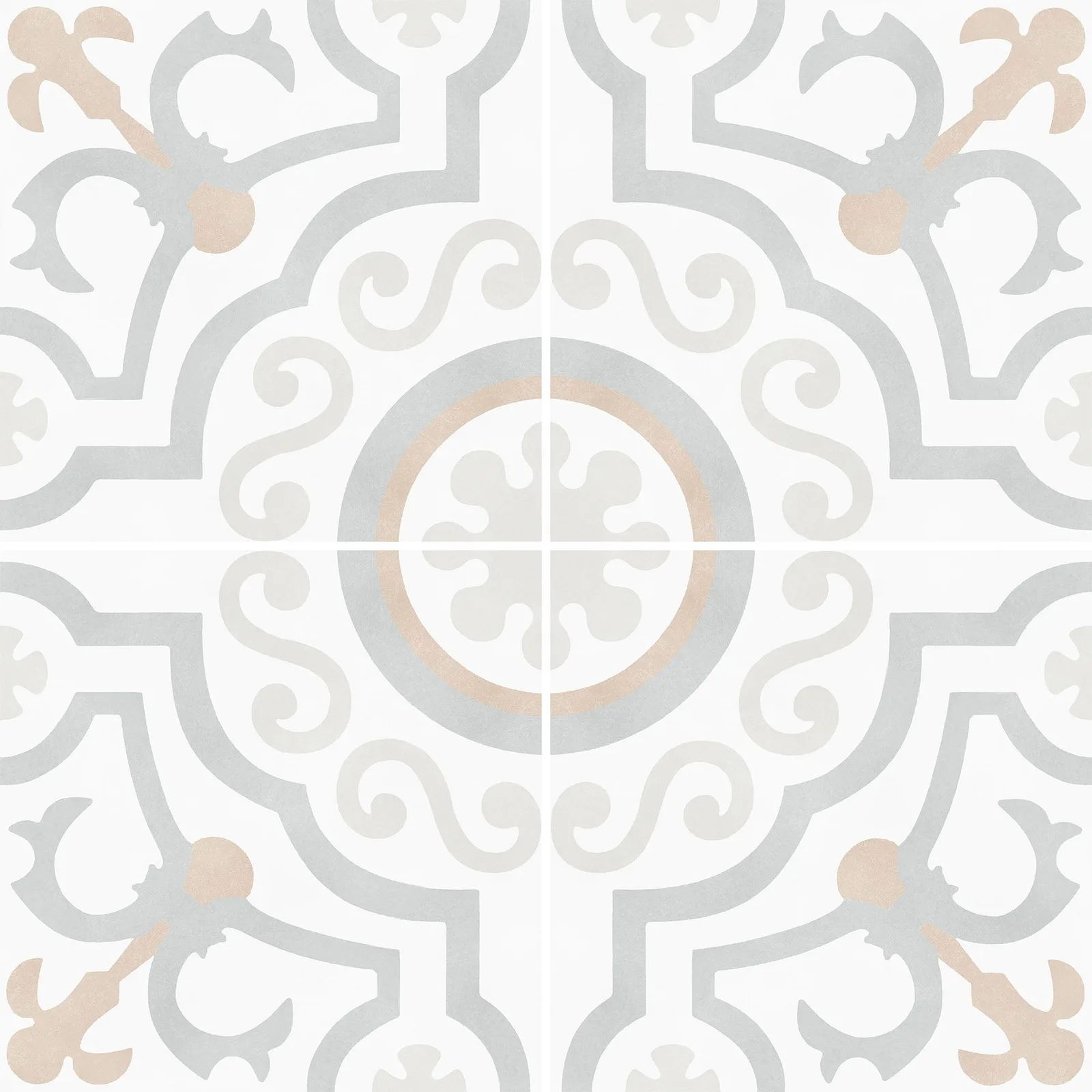 Frame 15 porcelain tile in Kali Chic, Providence, and Perla Chic colors, matte finish, 6x6 size, made of durable porcelain