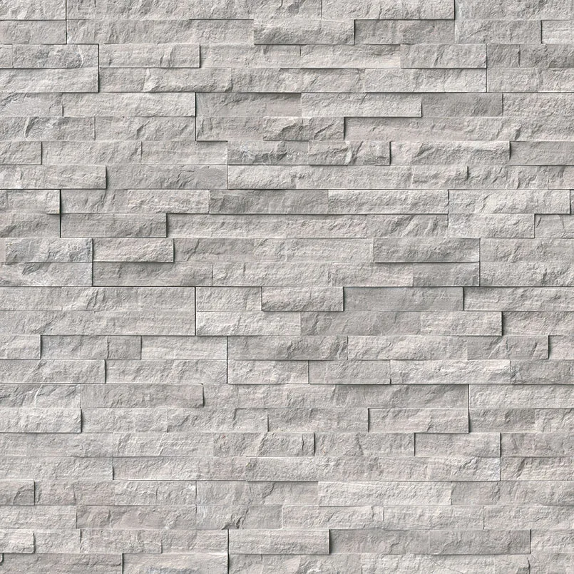 Gray Oak Splitface Panel in gray-light finish, 6x24 inches, stacked stone material