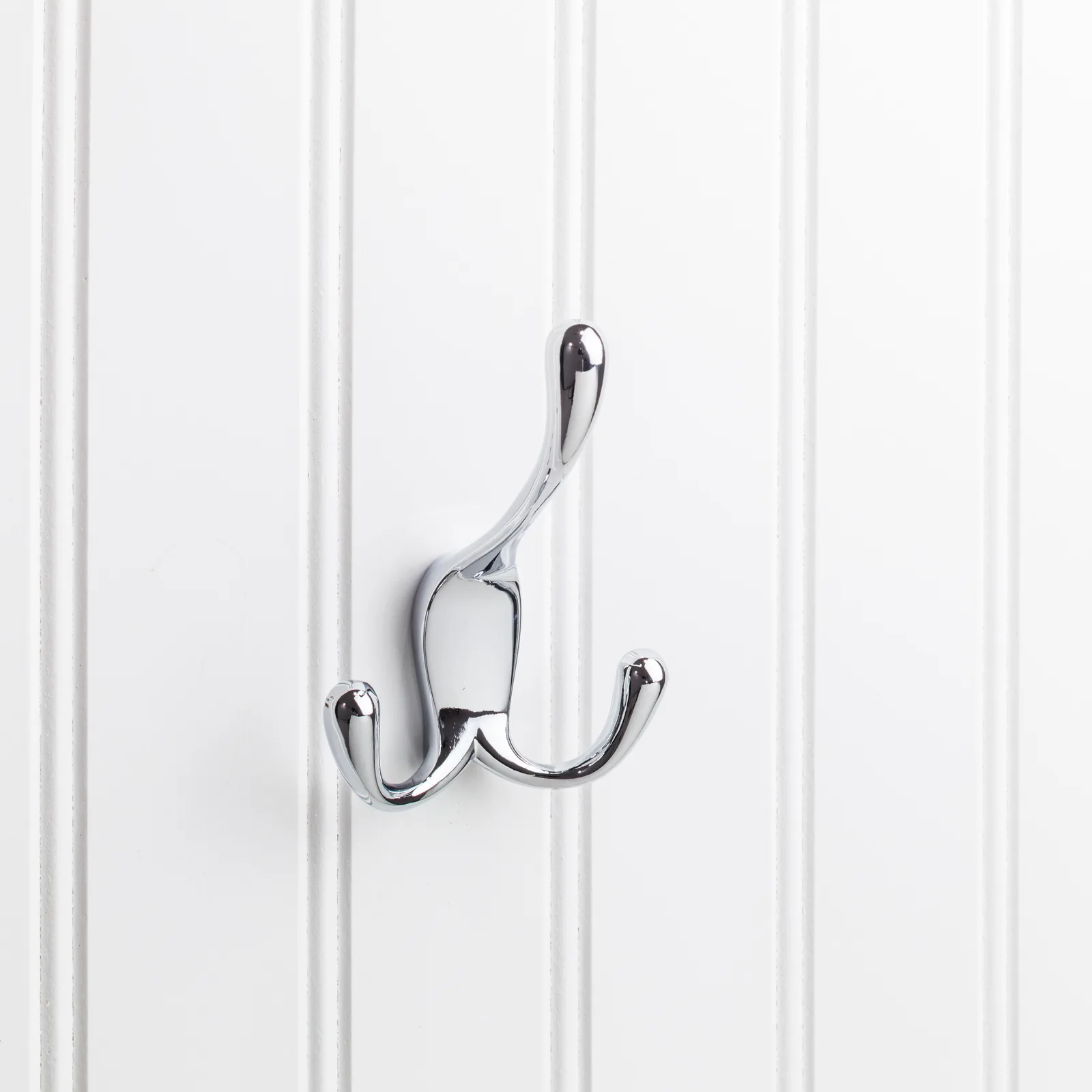 4" Triple Zinc Concealed Mount Hook in polished chrome finish, decorative hardware for stylish organization
