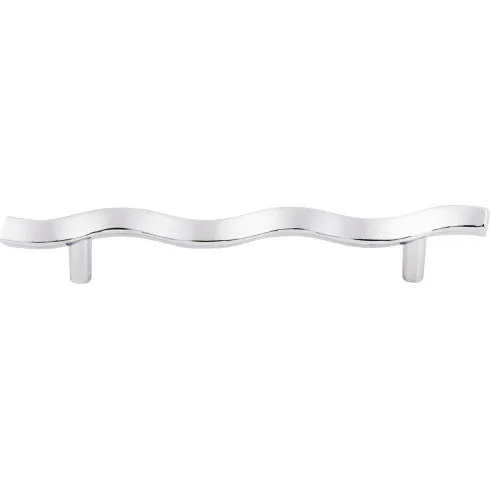 Wave Pull decorative hardware in polished chrome and brushed satin nickel finishes, modern design for cabinets and drawers