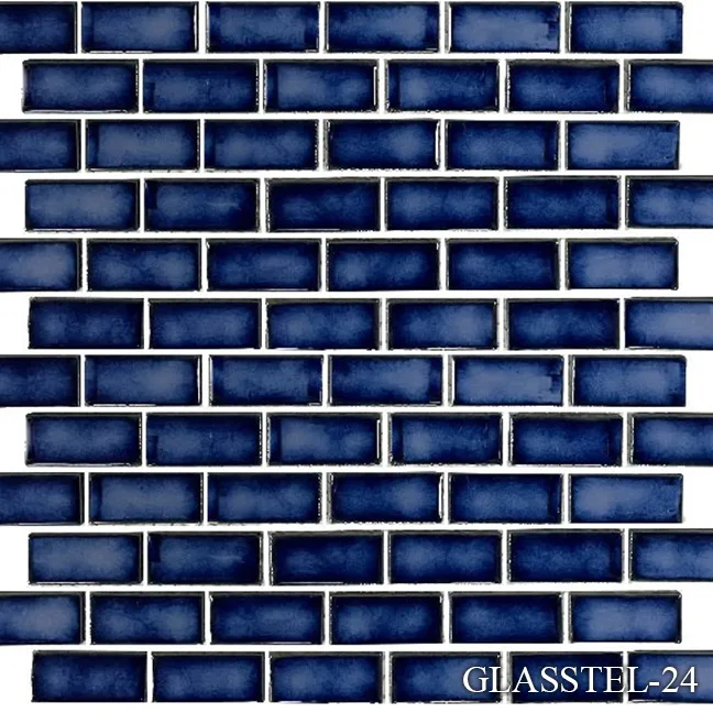 Glasstel Series Pool Tile in Autumn color, 7/8x1 7/8 size, made of ceramic material