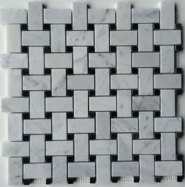 Carrara White & Black Marquina Marble Mosaic tile in polished and honed finishes, natural marble, elegant design