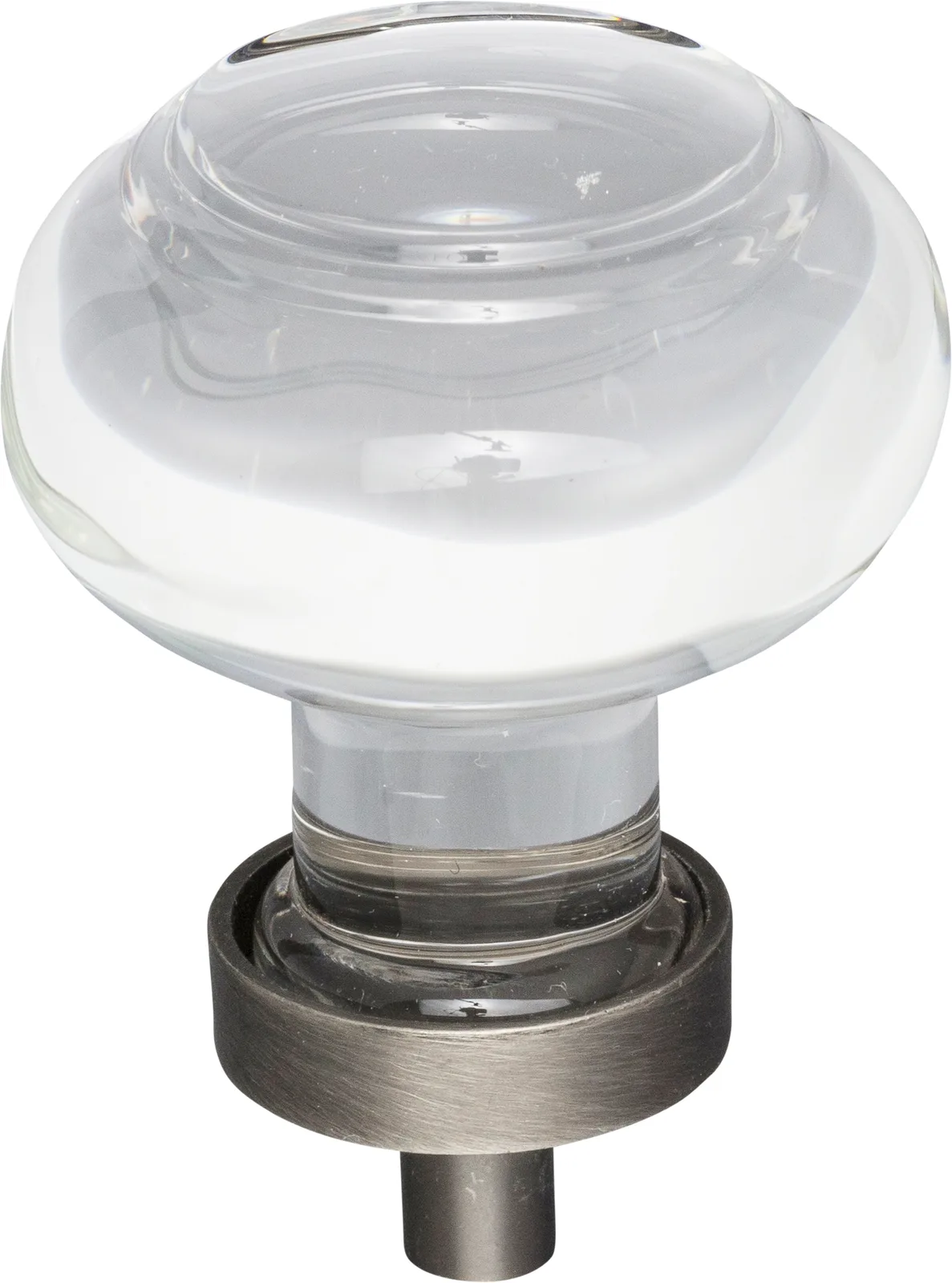 Harlow Small Button Glass Knob in Polished Chrome, 1-7/16" diameter decorative hardware