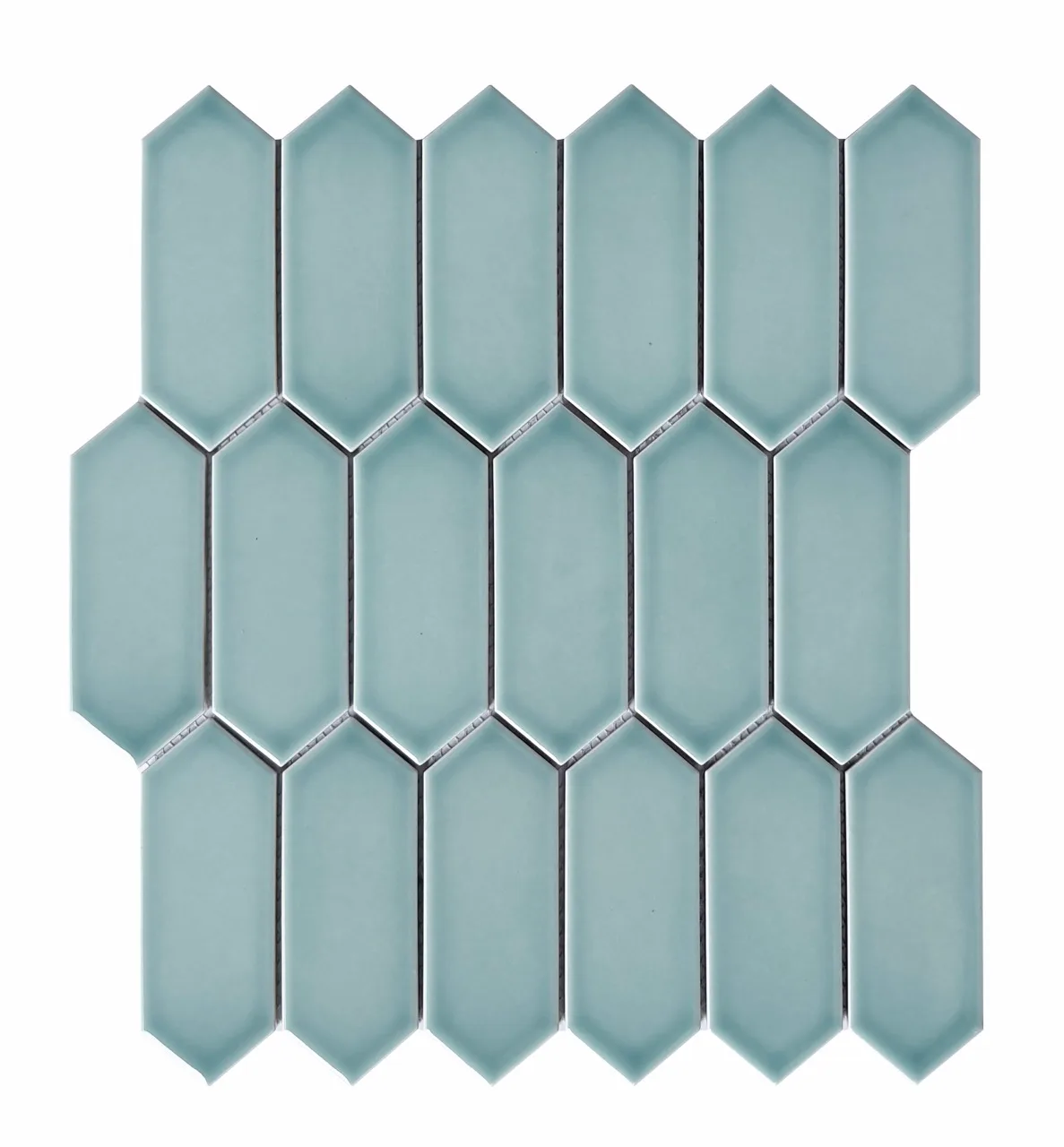 Bright Celestial Picket tile in celestial color, glazed porcelain material, 12x12 size, picket shape