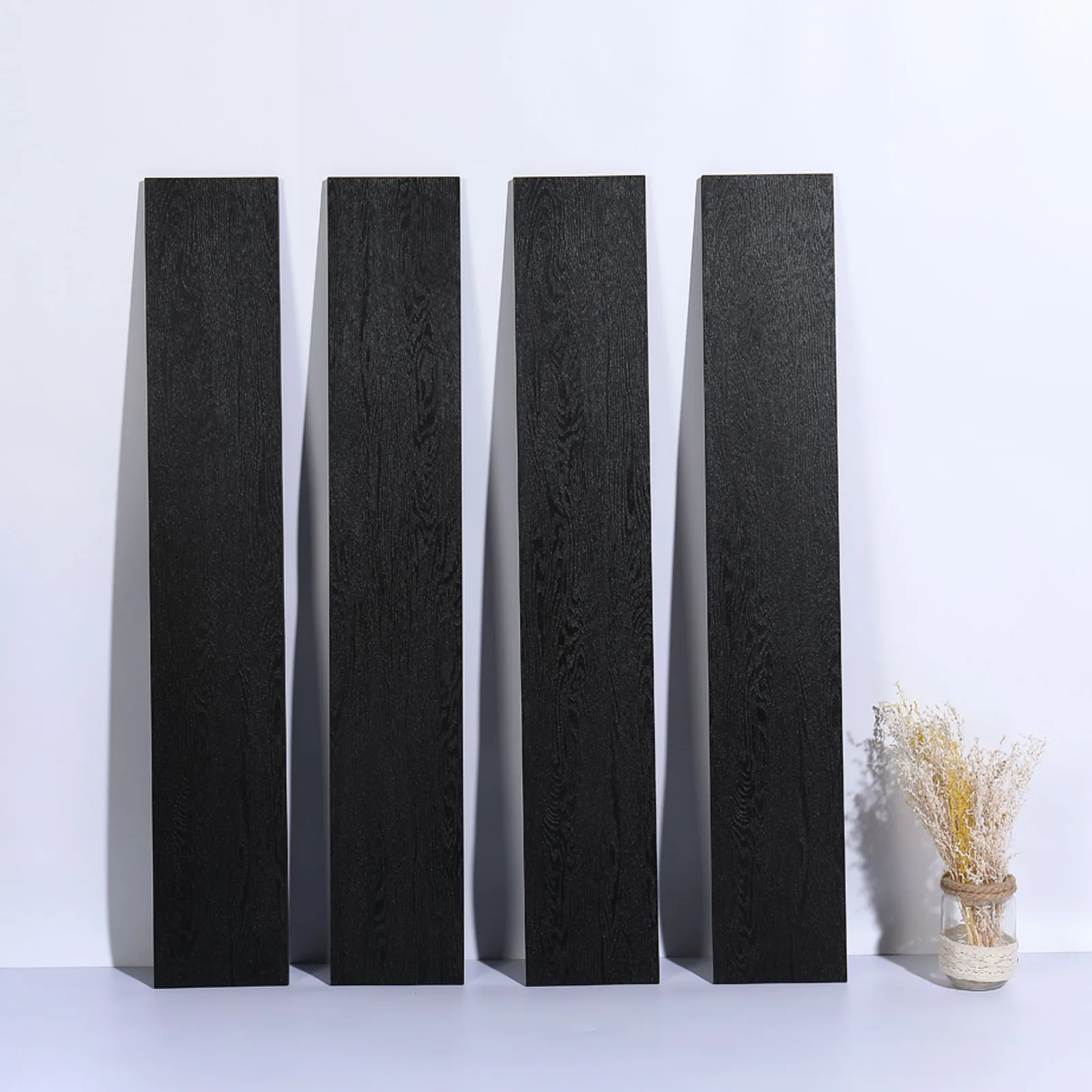Domus Porcelain Tile in Black color with Lappato finish, size 6x36, made from durable porcelain material