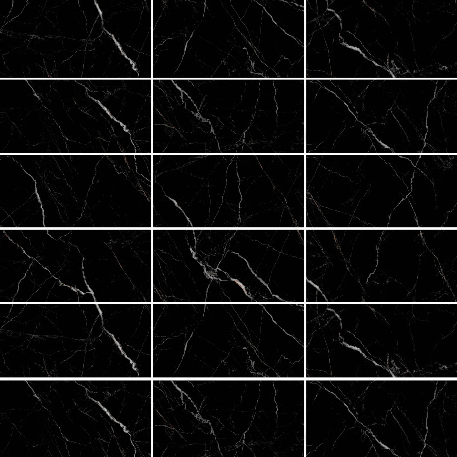 Longo White Porcelain Tile in various sizes 4x12, 11-5/8x12, 12x24, and 3x12 in kiln-fired porcelain