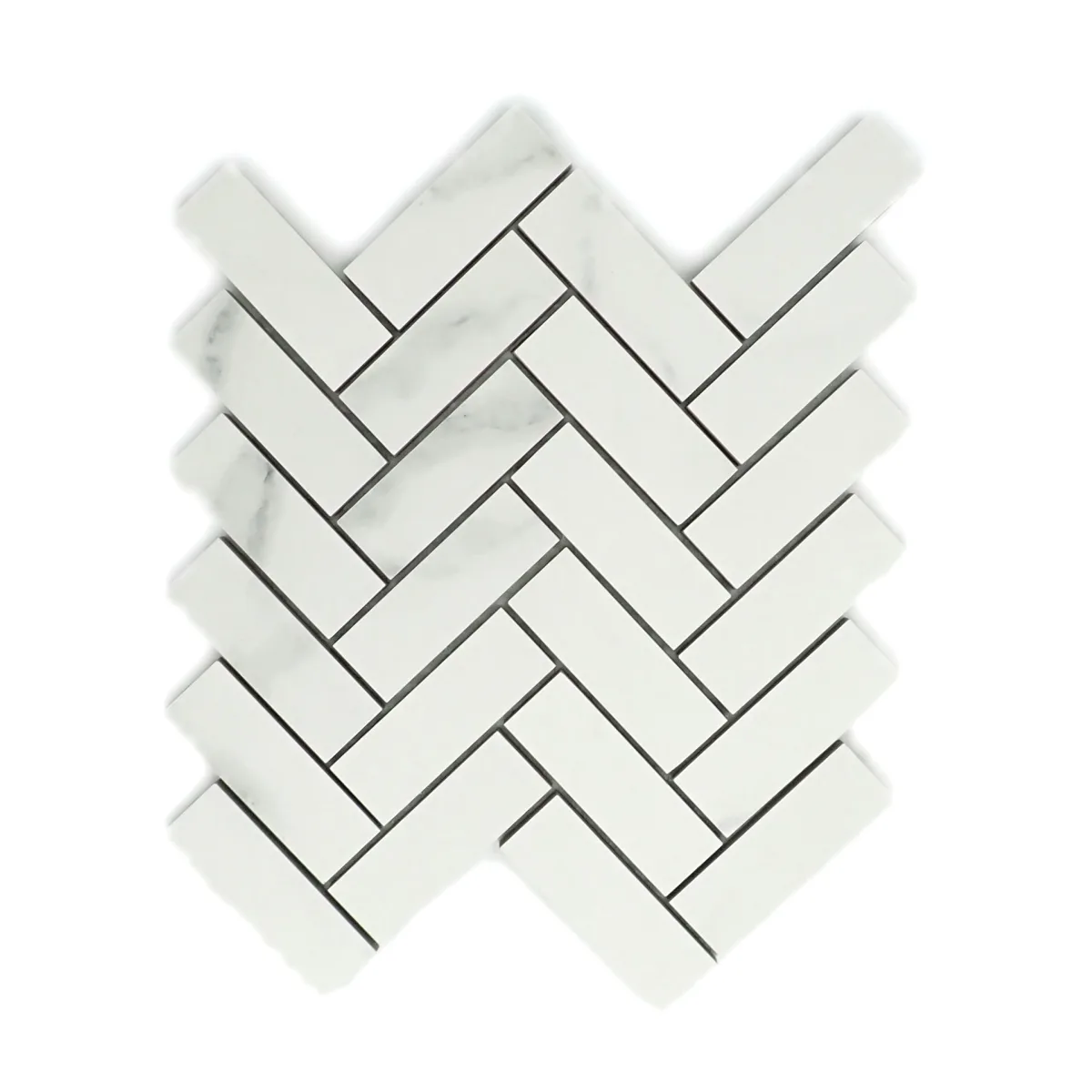Contessa Herringbone Mosaic tile in Oro and Dama colors, porcelain material, 9x11 and 9x12 sizes, matte finish