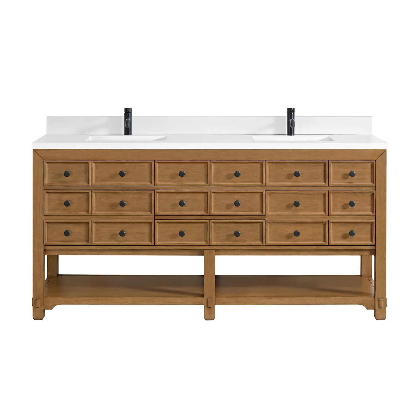 Malibu 72" Vanity Amber Birch finish poplar material with Silestone countertop