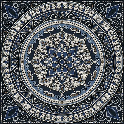 Calypso Bombay porcelain tile in glossy finish Sage, Silver, and Midnight colors, size 6x6