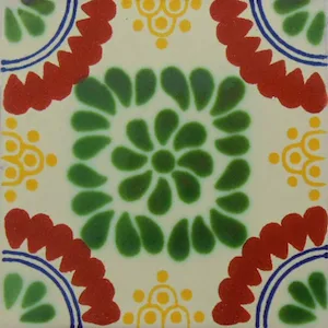 L80 - Floral Chapala Talavera Tile in glazed finish, 4x4 and 6x6 sizes, handcrafted ceramic material