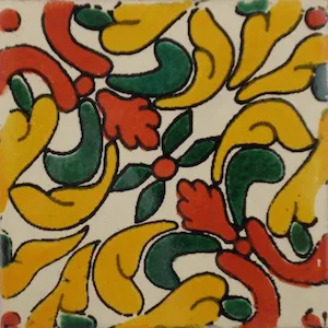 L64 Yellow Blossom Talavera Tile, 4x4 inches, glazed ceramic finish