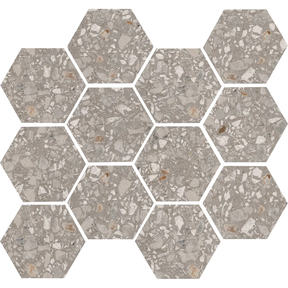 Fragmento 3in Large Speckle Hexagon Mosaic Matte
