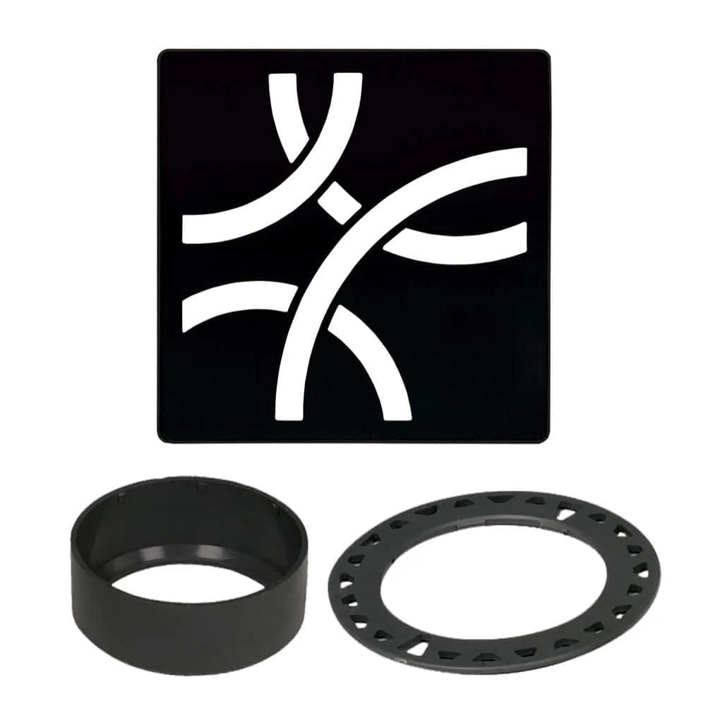 Schluter Kerdi-Drain 4 in. Matte Black Curve Drain Grate KDIF4GRKMGSD6, textured matte black finish, 4 inch size