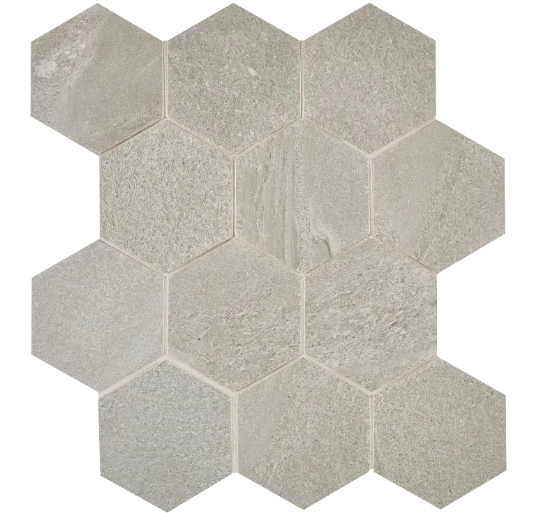 Fluida Nebula Hex Mosaic Tile - 4 Inch Matte Rectified Color Body Porcelain