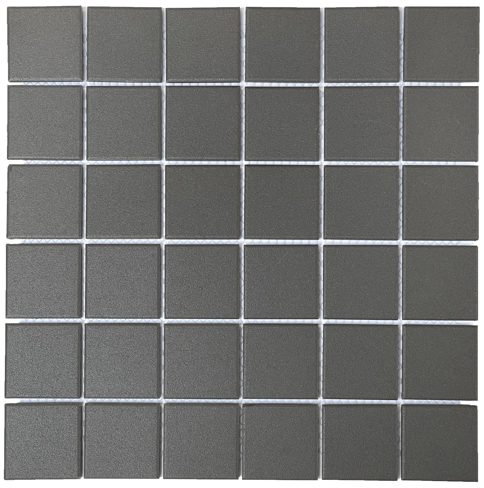 Solids Square Mosaics in black, white, and grey porcelain, 2x2 square tiles with a rough finish