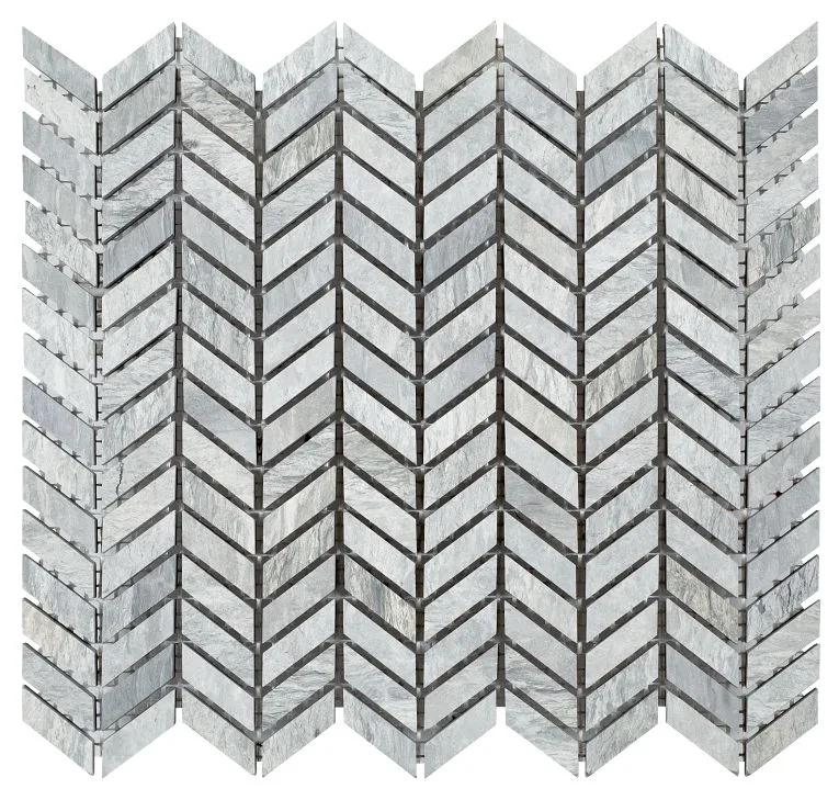 Haisa Blue Chevron Mosaic Tile in honed finish, small chevron mesh, made of marble
