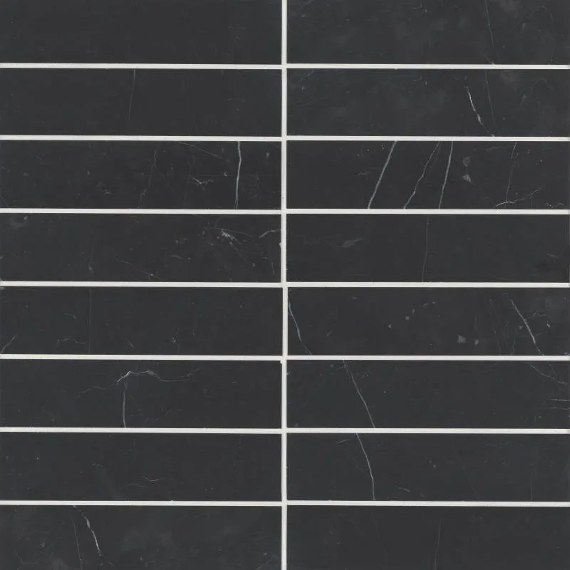 Nero Marquina Mosaic Tile in honed finish, 11.25x11.75 size, marble material, decorative design