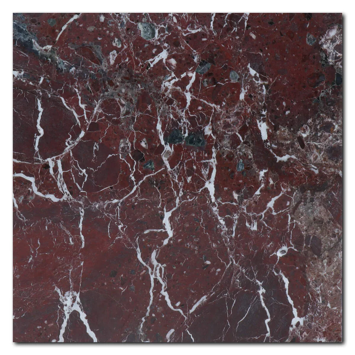 Rosso Levanto marble tile in polished finish, 12x12 size, natural stone material