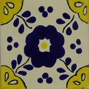 L24 Hacienda Amarillo Talavera Tile, yellow ceramic tile, 4" x 4", glazed finish