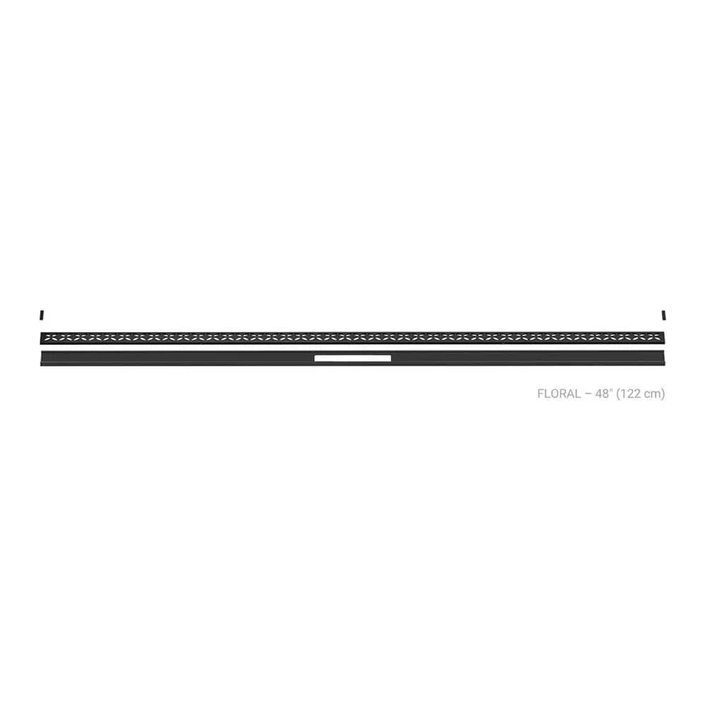 Schluter Kerdi-Line-Vario Matte Black 48 in. Floral Grate and Channel Floor Installation Kit KLVRID5MGS122
