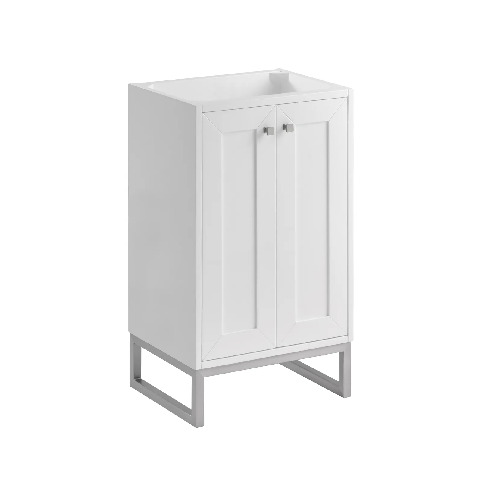 Chianti 19.75" Vanity in Walnut Whisper with Glossy White countertop, poplar wood material