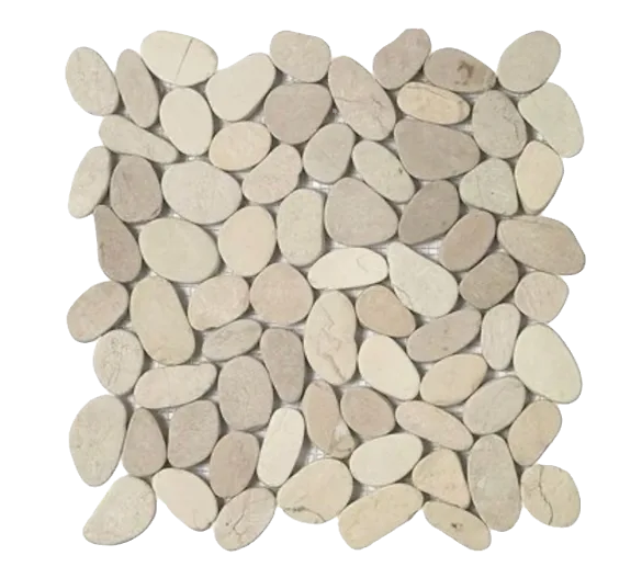 Coin Island White Flat Pebble Mosaic