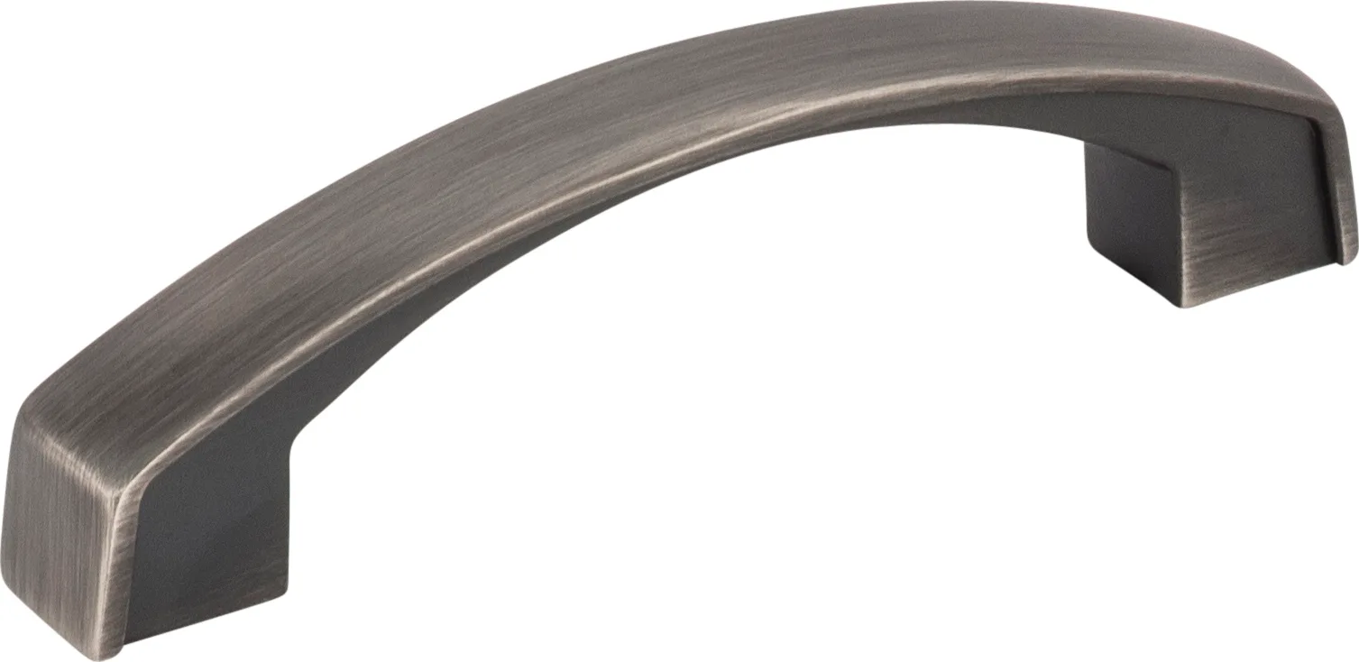 Merrick Cabinet Pull in Matte Black finish, 4-3/16" overall length, decorative hardware from Jeffrey Alexander