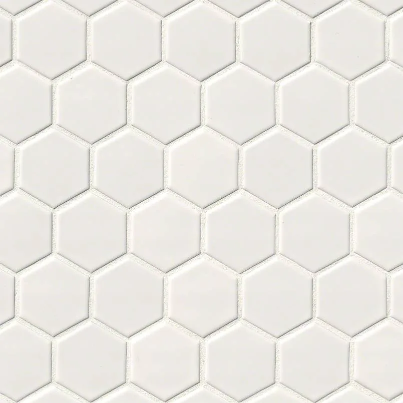 White Glossy 2" Hex 6mm