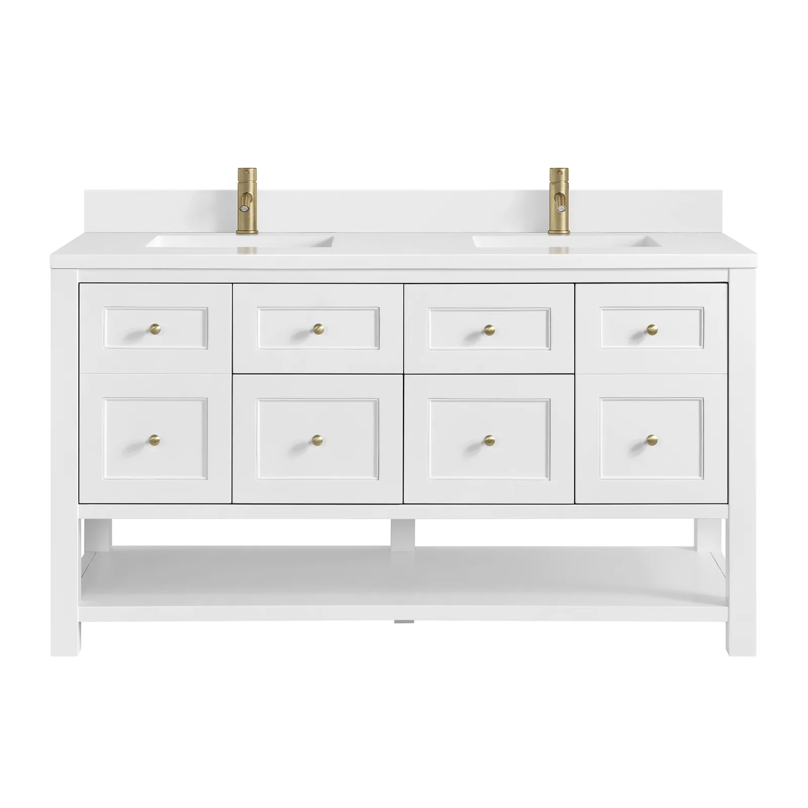 Breckenridge 60" Vanity in Bright White finish, made of Yellow Poplar, showcasing its modern farmhouse style