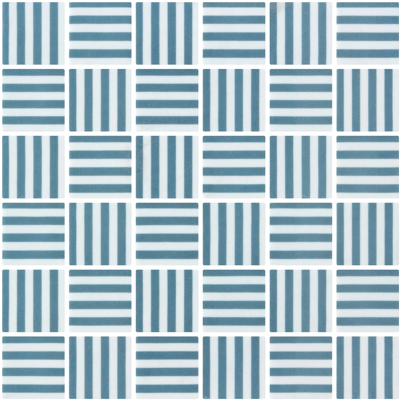 Onix Glass - Icon Penta Birdart Mosaic Tile in Navy Blue and Arctic Blue, 2x2 size, Matte finish, Glass material