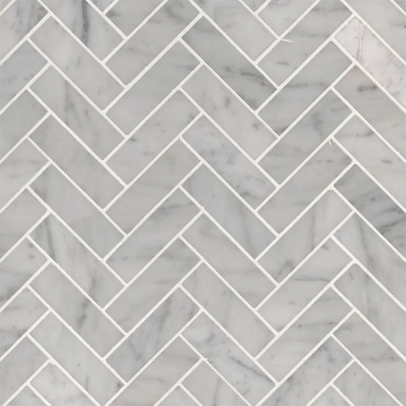 Carrrara White Herringbone Mosaic