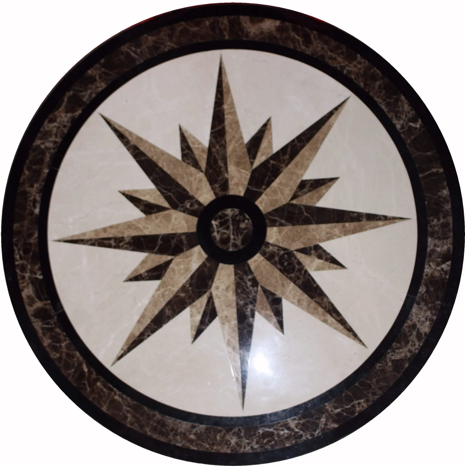 North Star Marble Medallion in white and gray finish, made of premium marble with aluminum backing