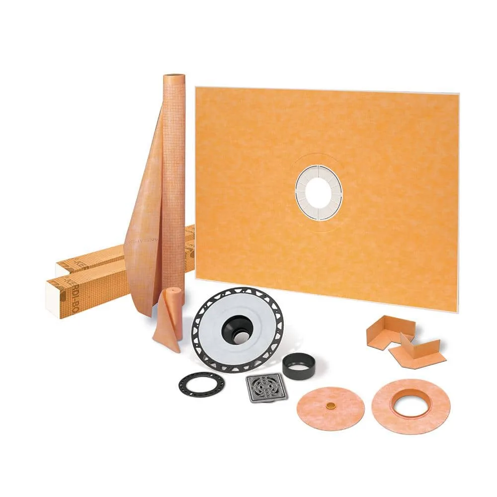 Schluter Kerdi-Shower-Kit 38 in. x 60 in. Shower Kit in ABS with Stainless Steel Drain Grate KSK9651525ABSE