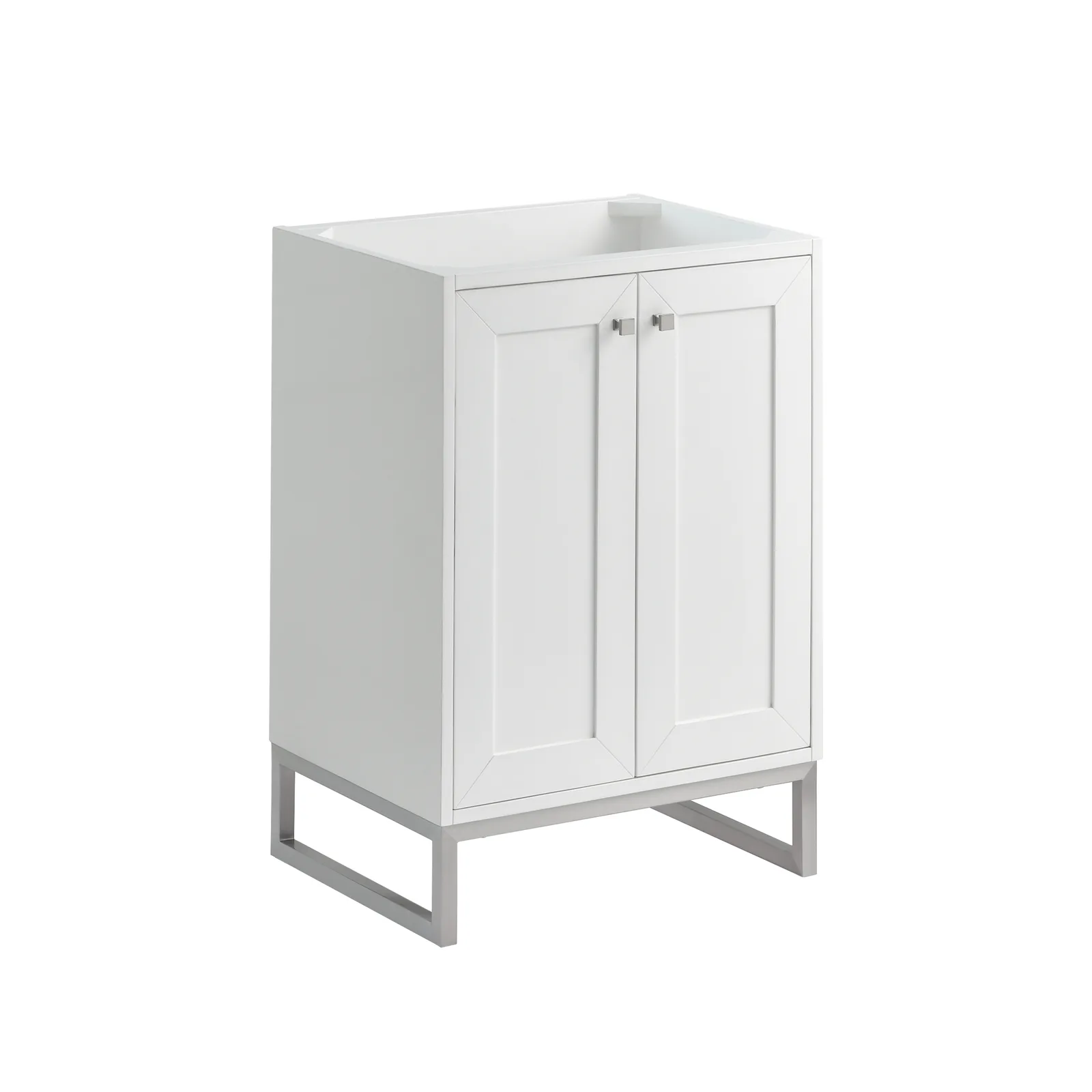 Chianti 23.63" Vanity in Walnut Whisper with Glossy White countertop, Poplar material, compact design