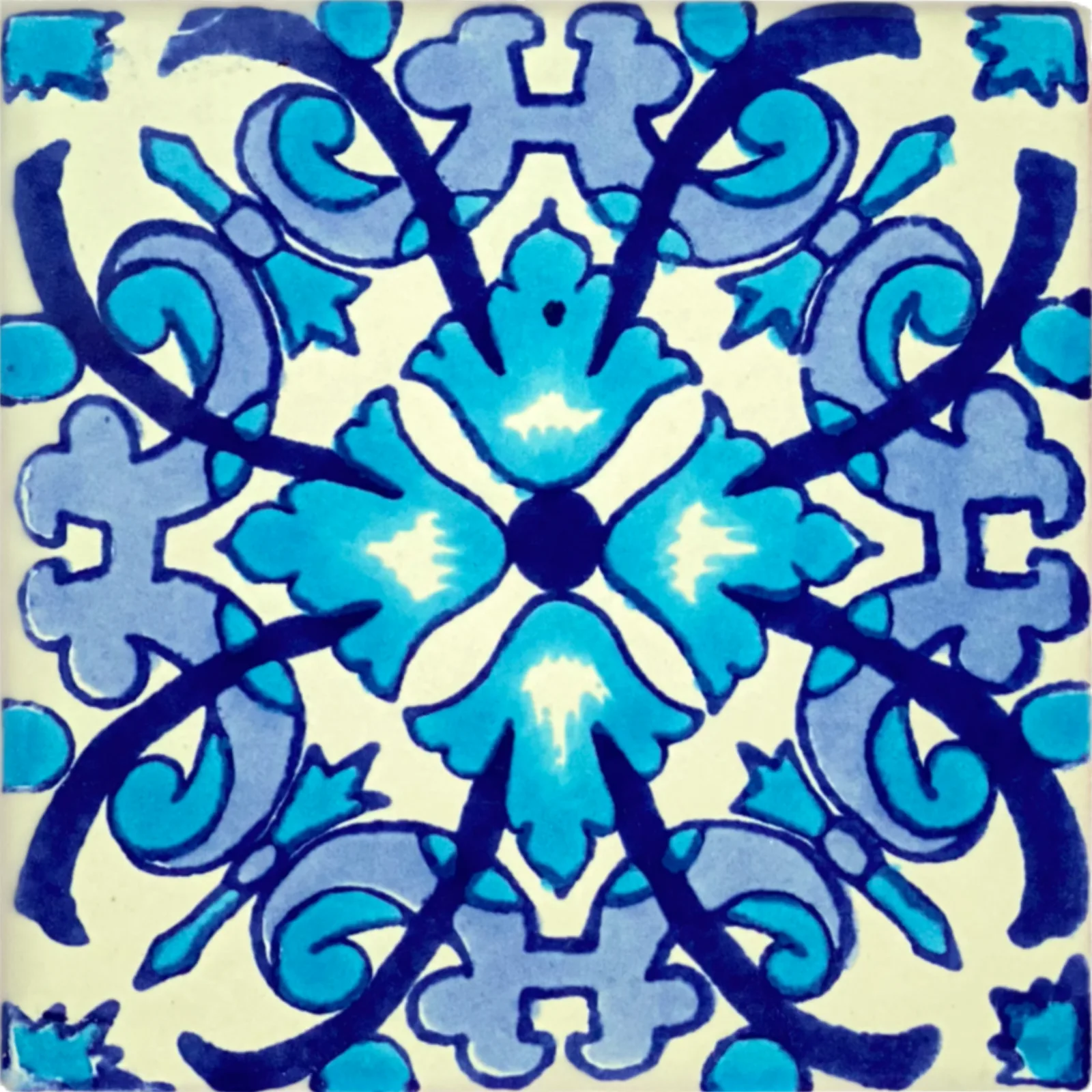 L144 Burgos Talavera Tile in glazed ceramic finish, available in 4x4 and 6x6 sizes