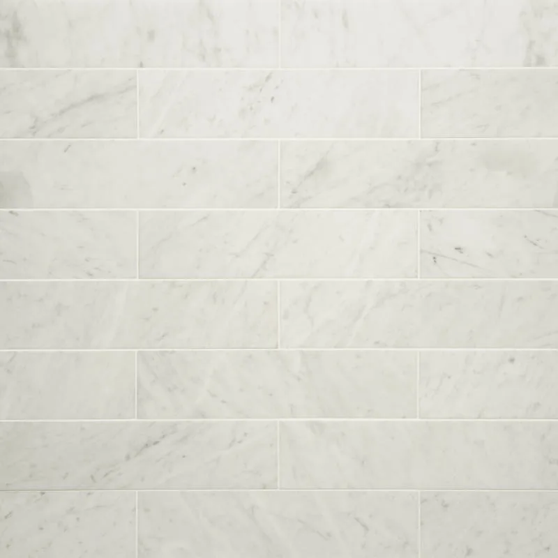 White Carrara Wall Tile 3x12 honed finish marble for backsplash and wall applications