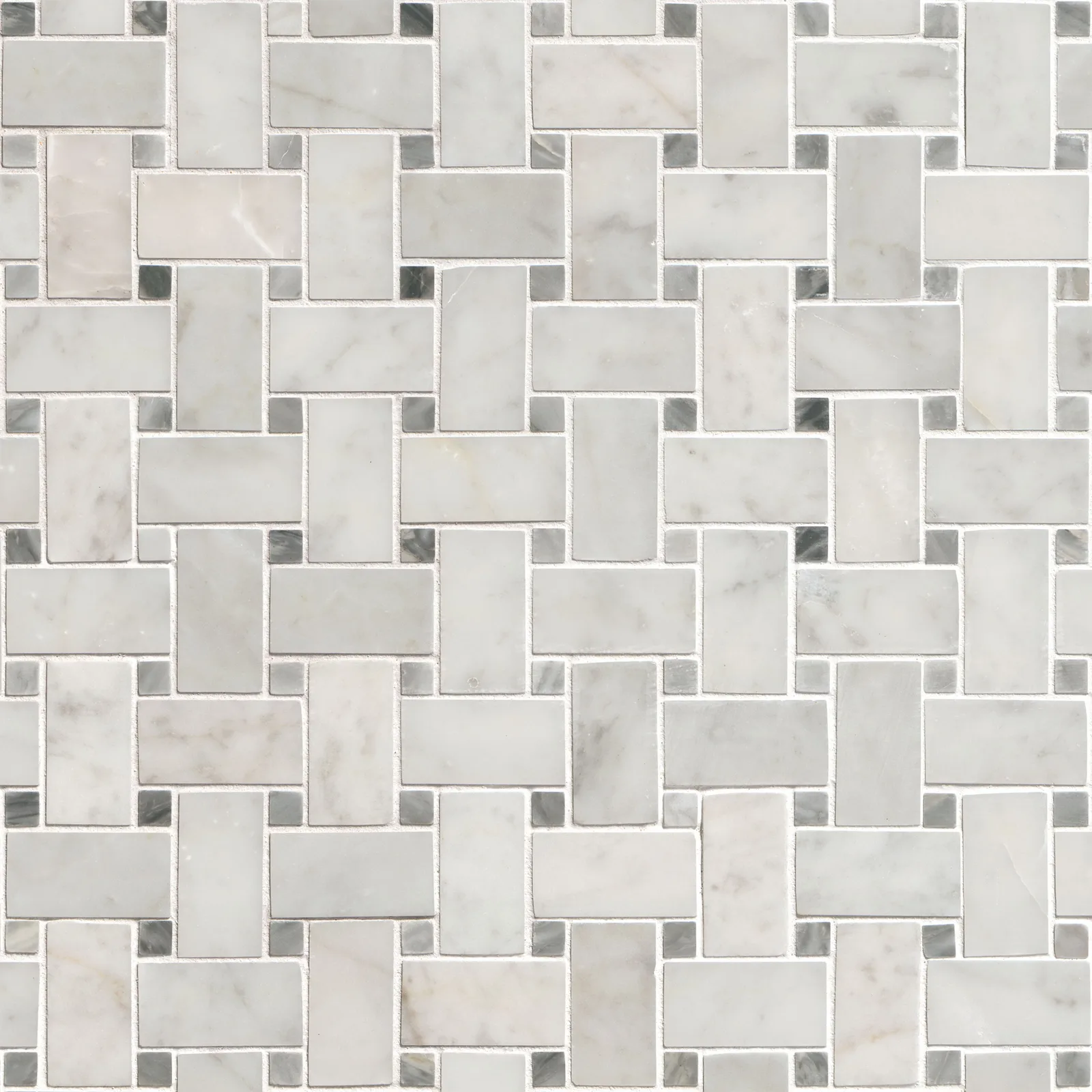 Carrara White Basketweave Mosaic Tile in honed finish, 12x12 size, made from durable MSI Surfaces material