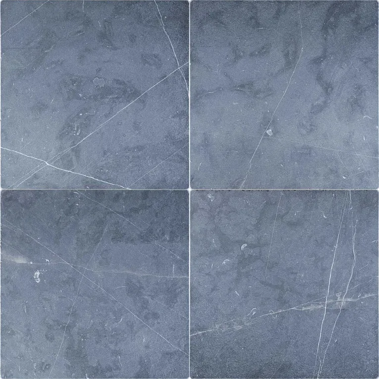 Negro Marquina marble tile in polished and tumbled finishes, available in various sizes, black color with white veining, natural stone material