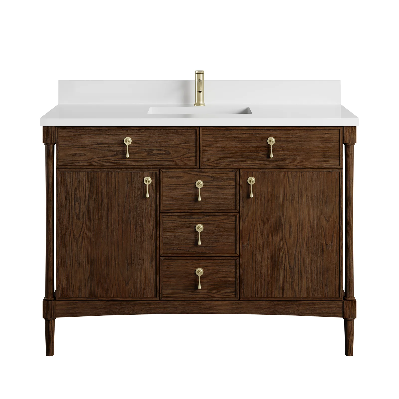 Kinnsden 48" Vanity Weathered Oak finish solid oak material