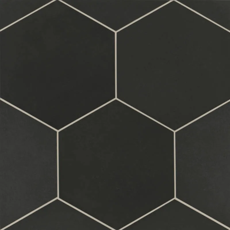 Kuroi Black Mosaic Tile 10x10 and hexagon shapes in matte porcelain and ceramic finish