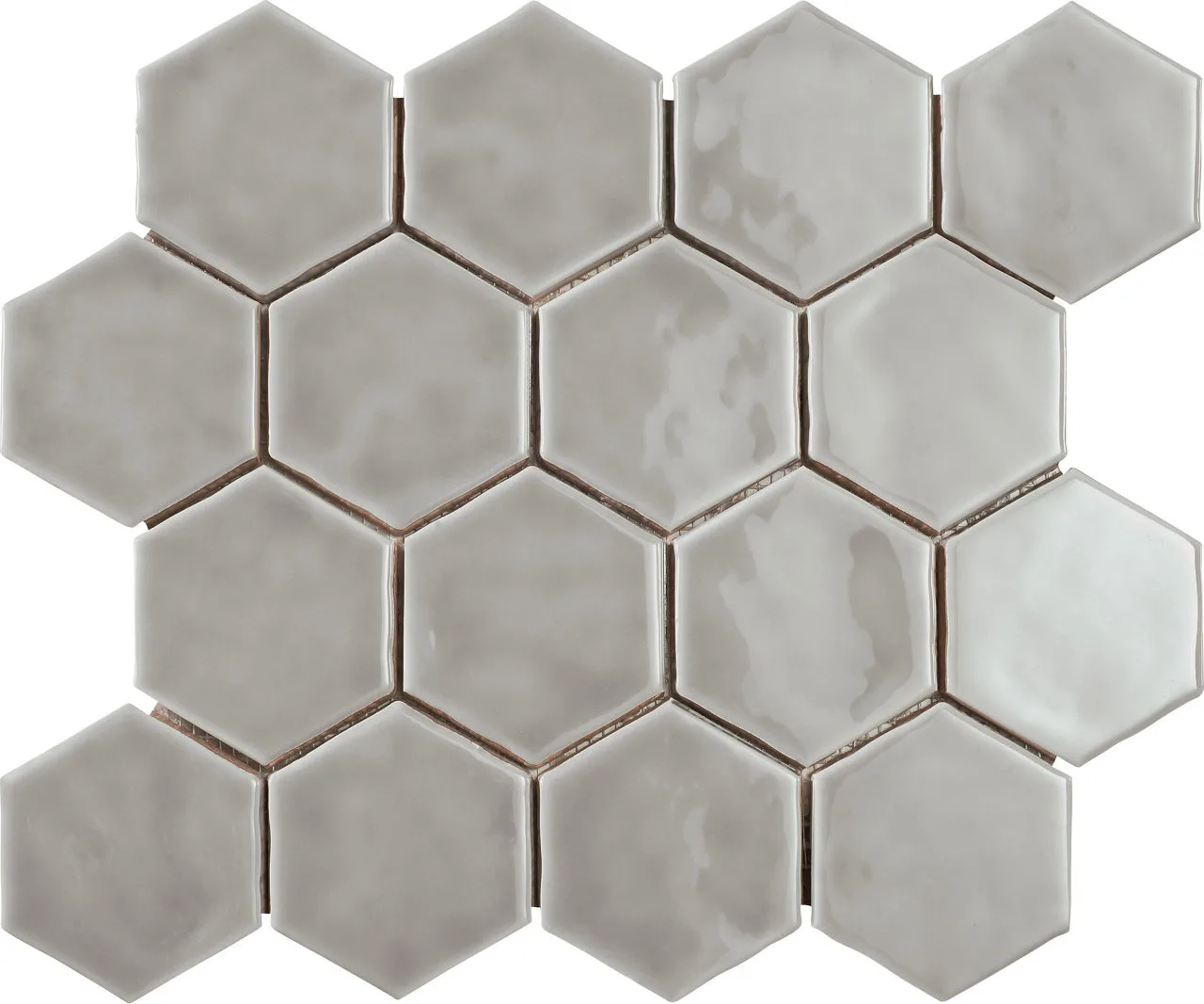 Marazzi Artistic Reflections Rain Mosaic Tile in hexagon pattern, ceramic material, matte and glossy finish, sizes 2x10 and 3x3