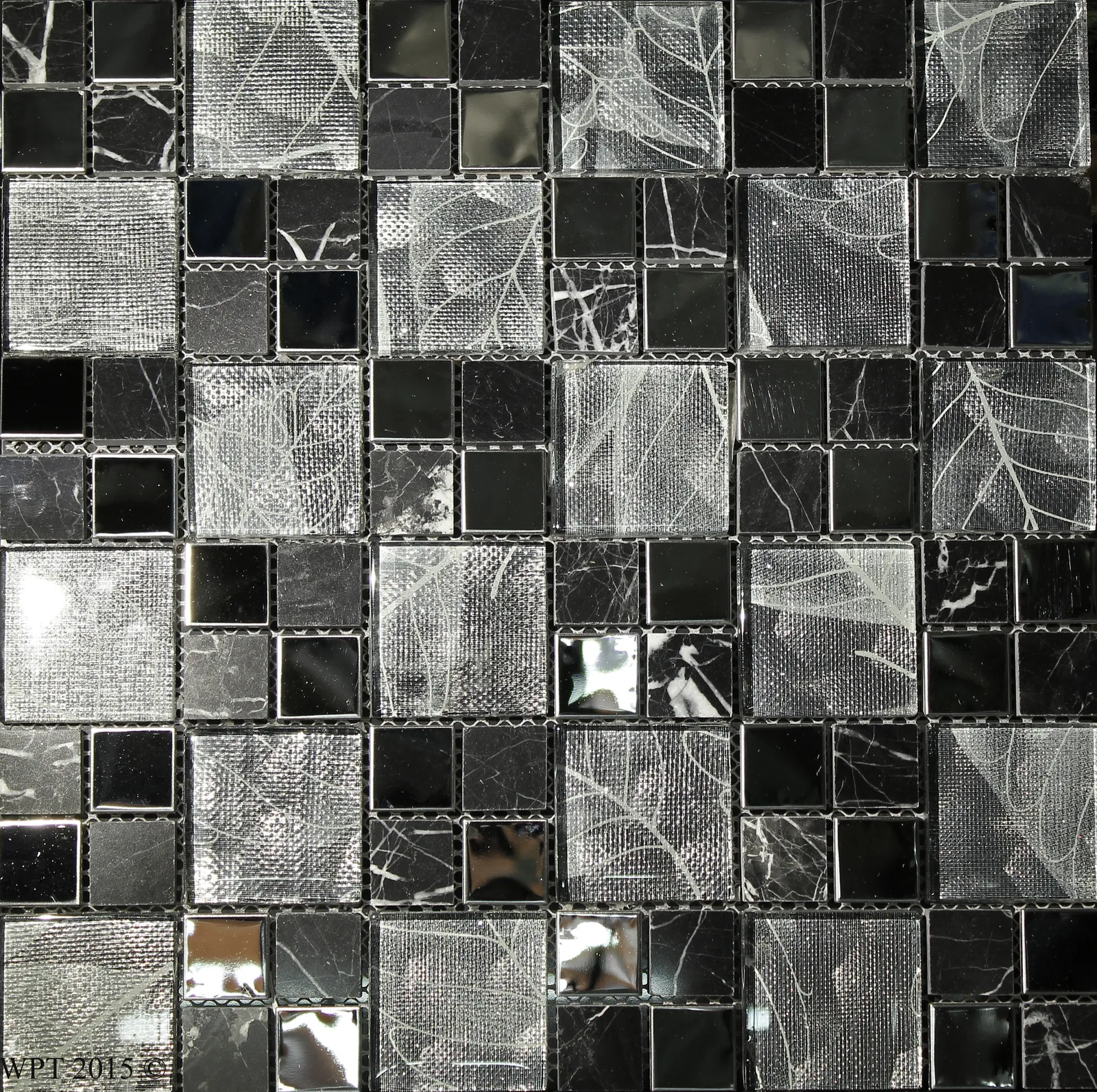 Seasons Winter Multi Mosaic Tile 12x12 Glass in cool winter hues